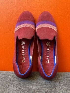 ROTHY'S Garnet Reflective Stripe Rounded Toe Loafer Slip On Shoes Size 7.0